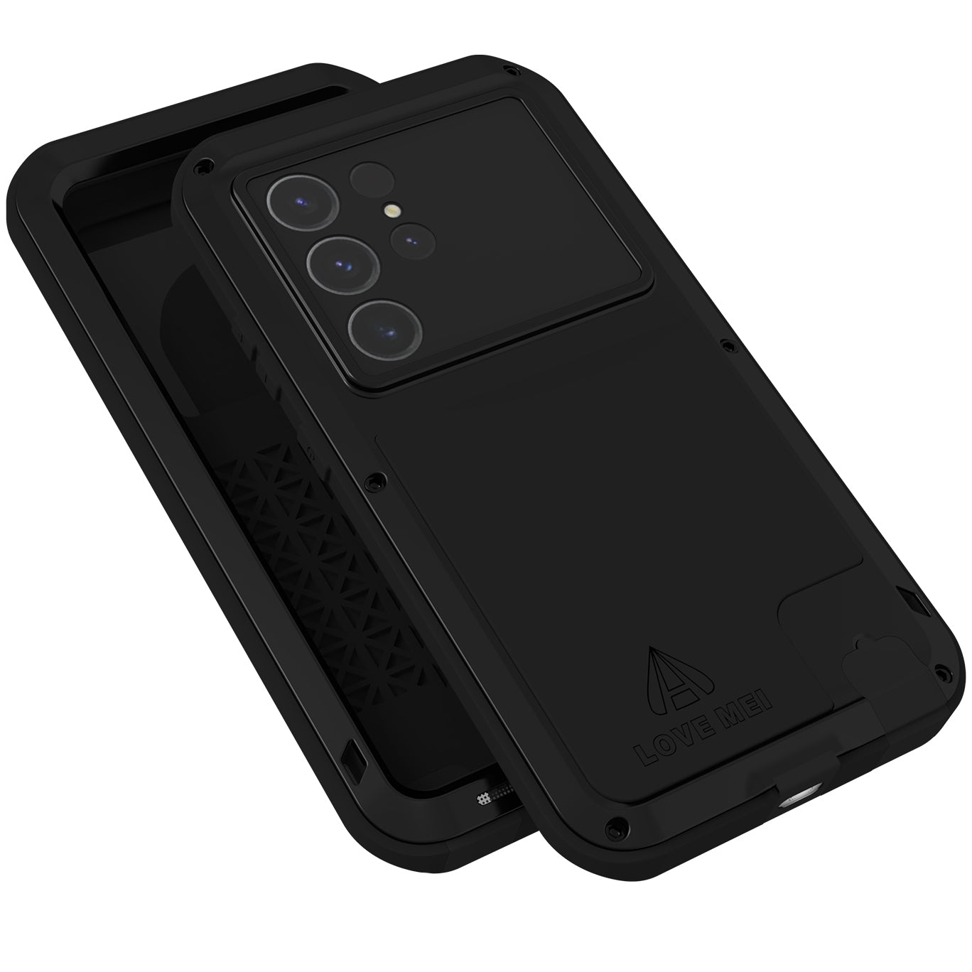 Handyhülle für Galaxy S25 Ultra, Love Mei Powerful mit Glas, Schwarz
