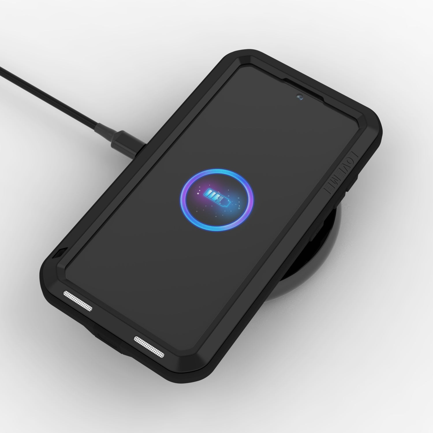Handyhülle für Galaxy S25 Ultra, Love Mei Powerful mit Glas, Schwarz