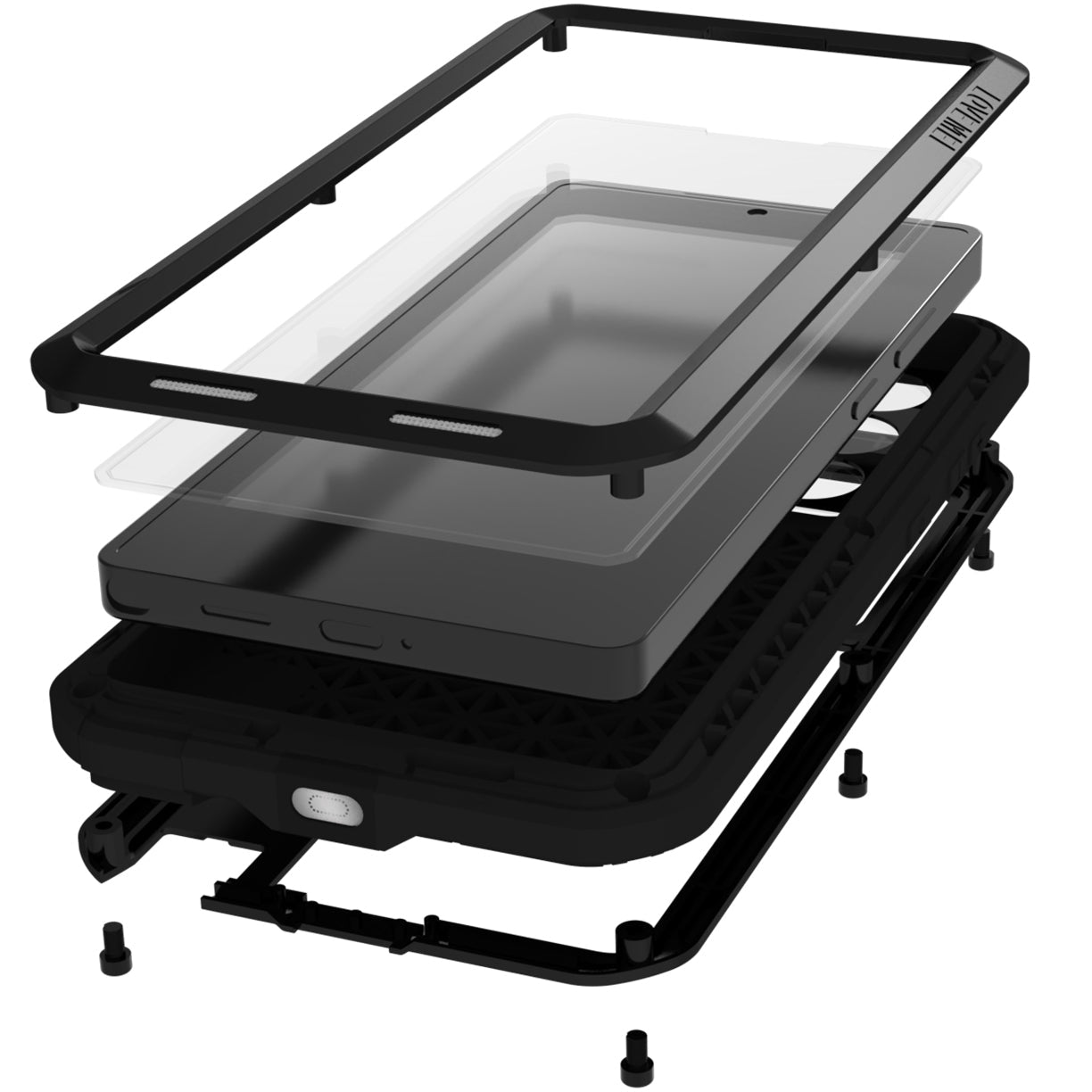 Handyhülle für Galaxy S25 Ultra, Love Mei Powerful mit Glas, Schwarz