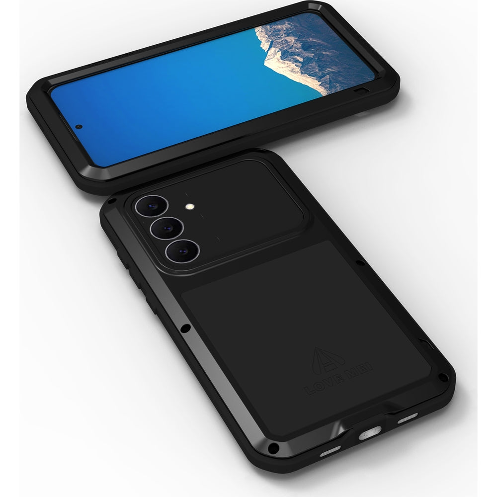 Handyhülle für Galaxy S25 FE, Love Mei Powerful mit Glas, Schwarz