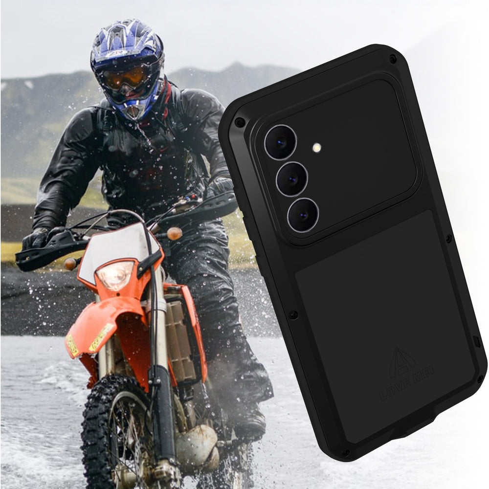 Handyhülle für Galaxy S25 FE, Love Mei Powerful mit Glas, Schwarz