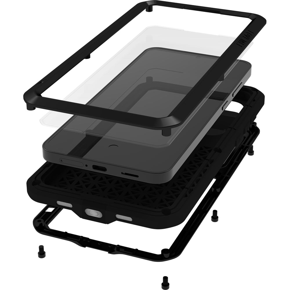 Handyhülle für Galaxy S25 FE, Love Mei Powerful mit Glas, Schwarz