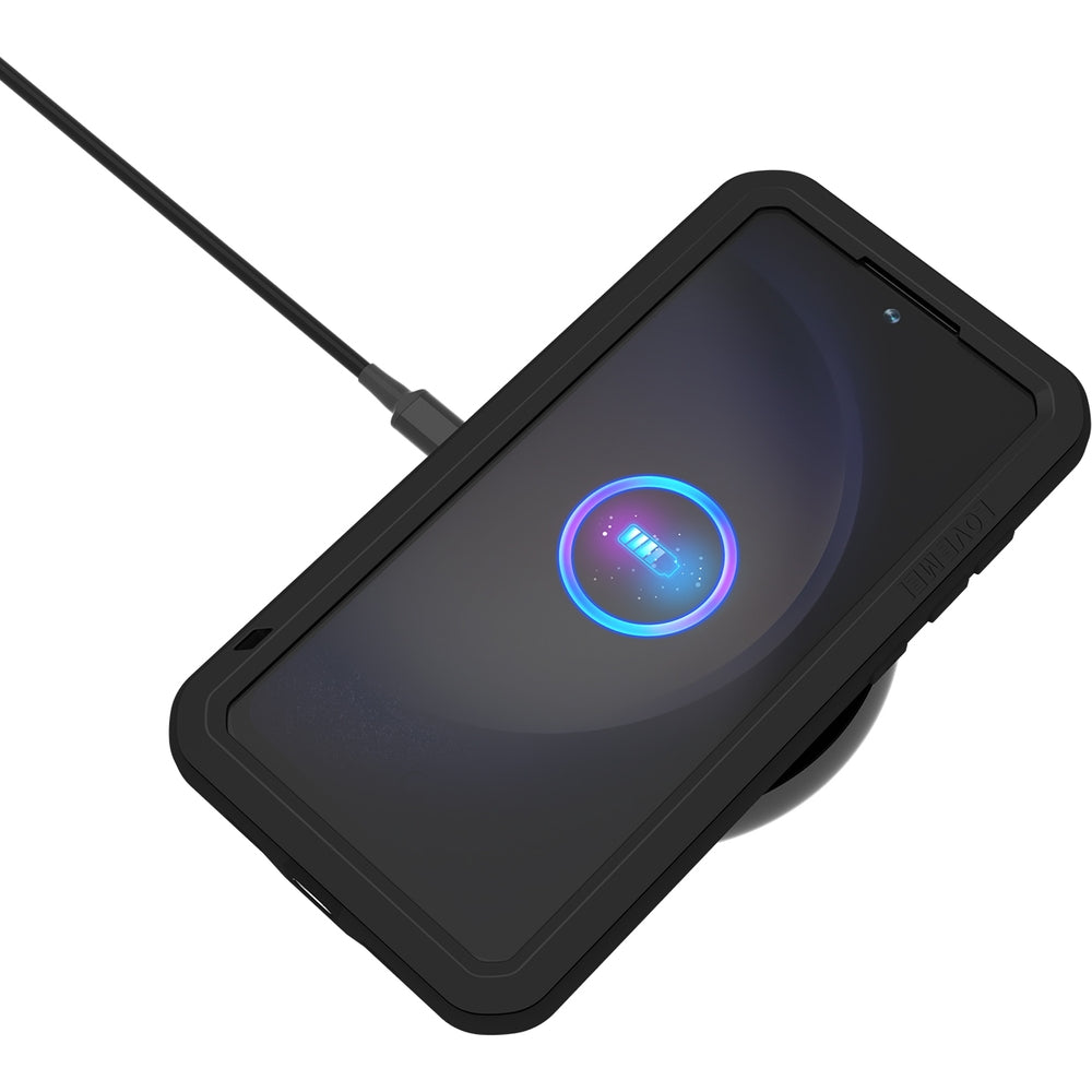 Handyhülle für Galaxy S25 FE, Love Mei Powerful mit Glas, Schwarz