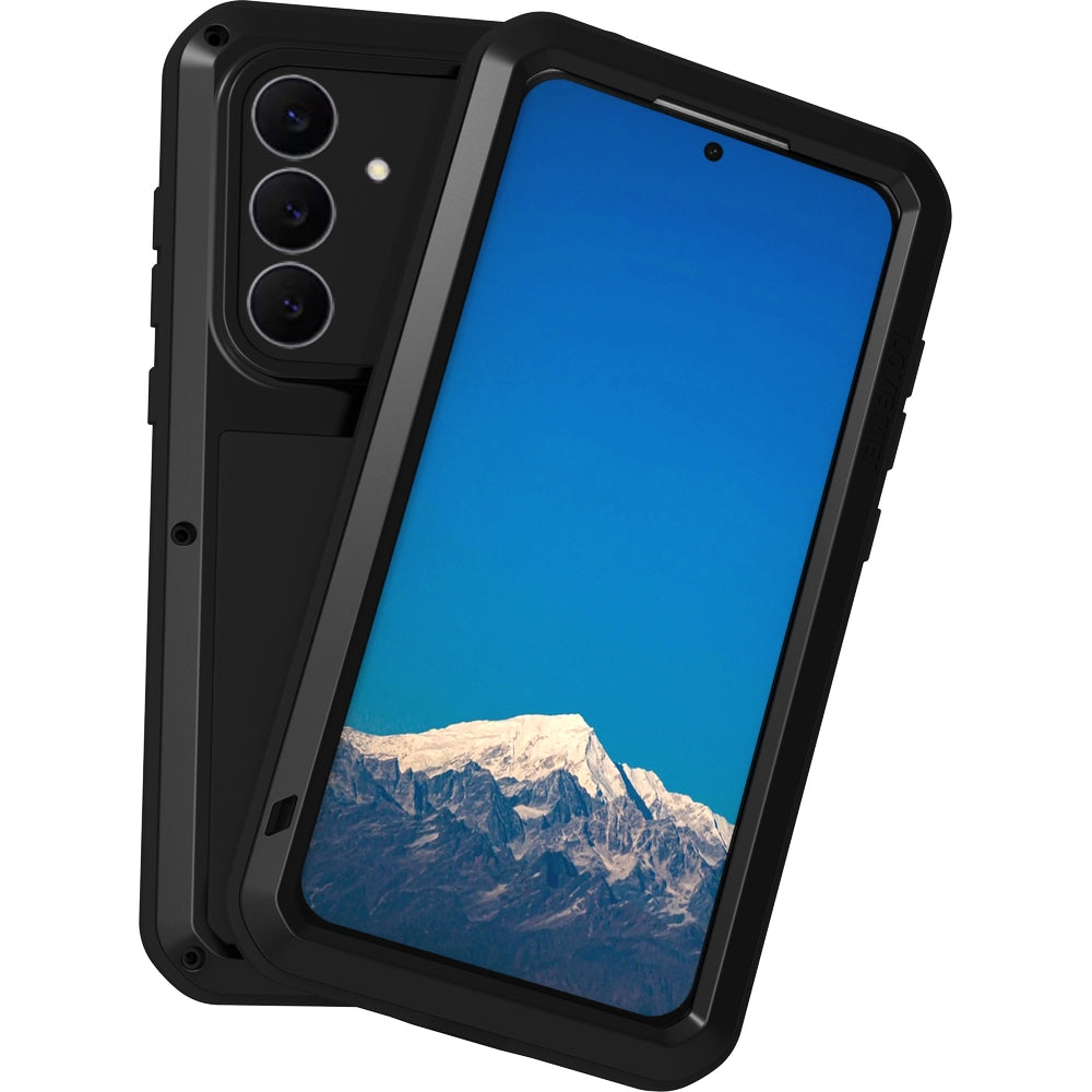 Handyhülle für Galaxy S25 FE, Love Mei Powerful mit Glas, Schwarz