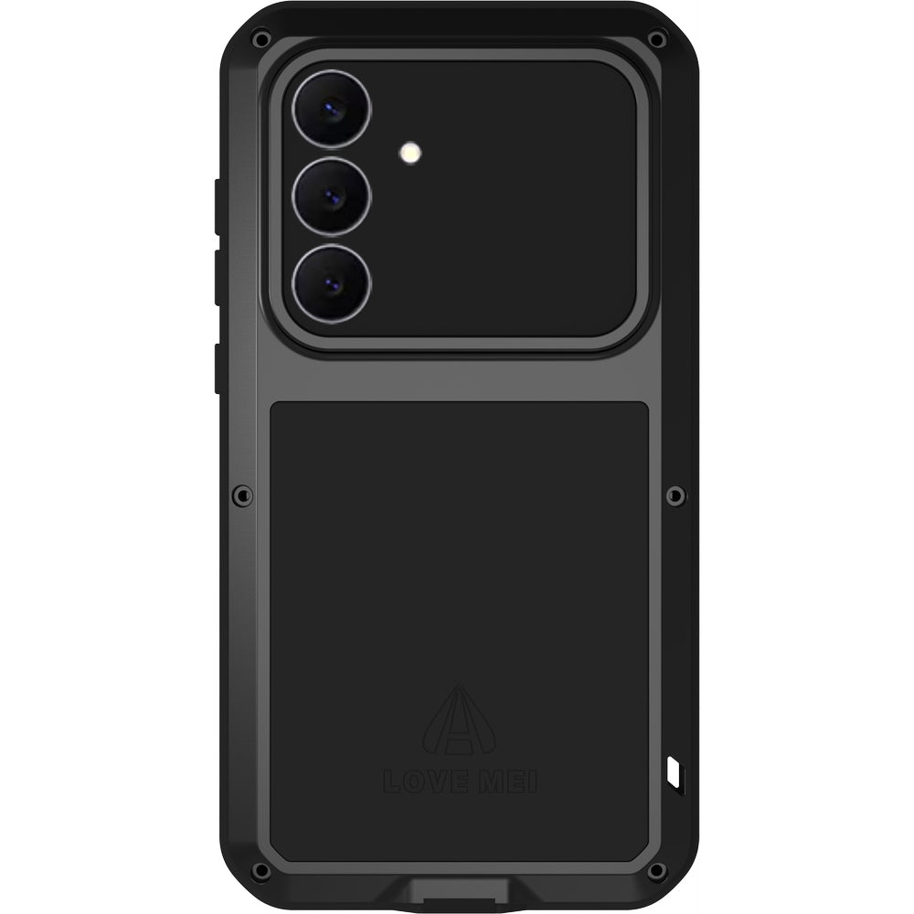 Handyhülle für Galaxy S25 FE, Love Mei Powerful mit Glas, Schwarz