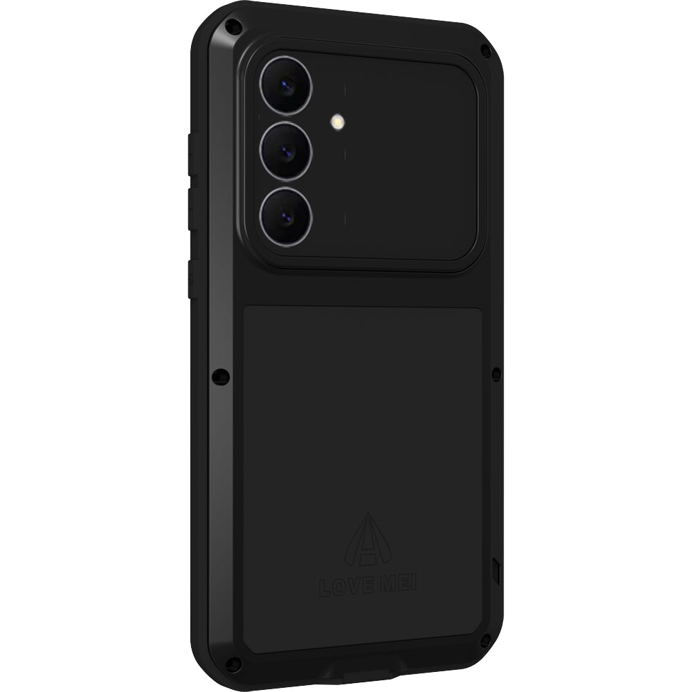 Handyhülle für Galaxy S25 FE, Love Mei Powerful mit Glas, Schwarz