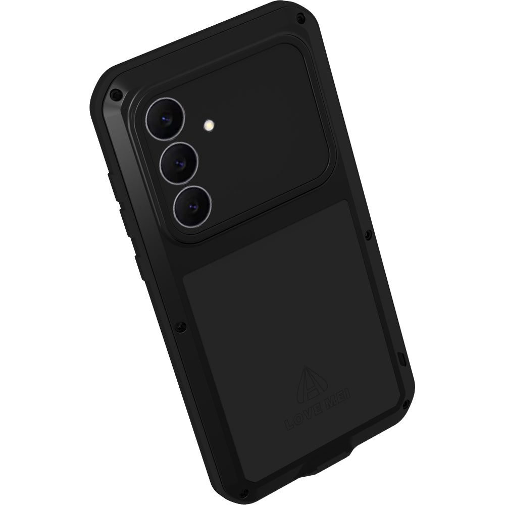 Handyhülle für Galaxy S25 FE, Love Mei Powerful mit Glas, Schwarz