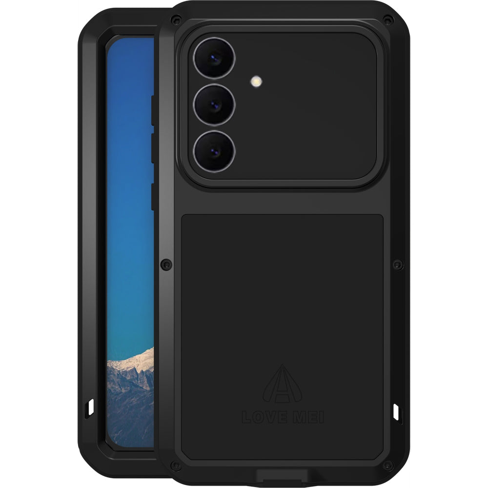 Handyhülle für Galaxy S25 FE, Love Mei Powerful mit Glas, Schwarz