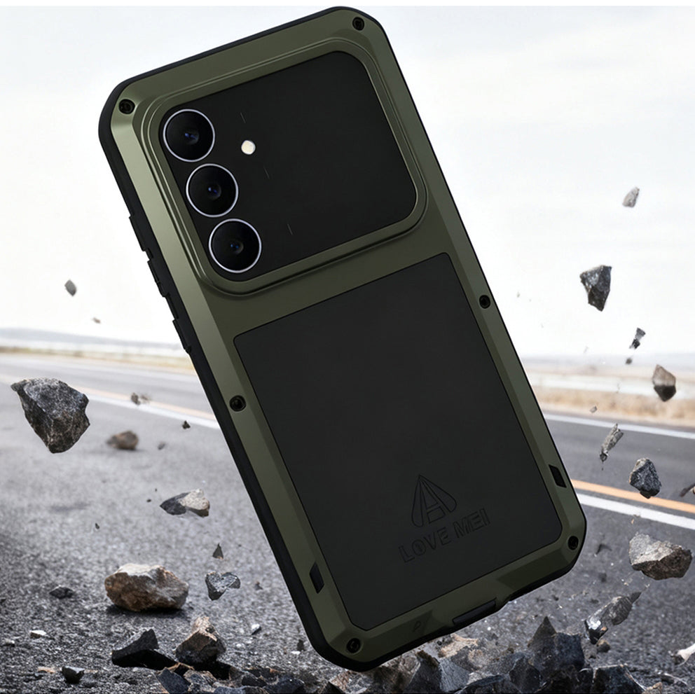 Handyhülle für Galaxy S25 FE, Love Mei Powerful mit Glas, Grün