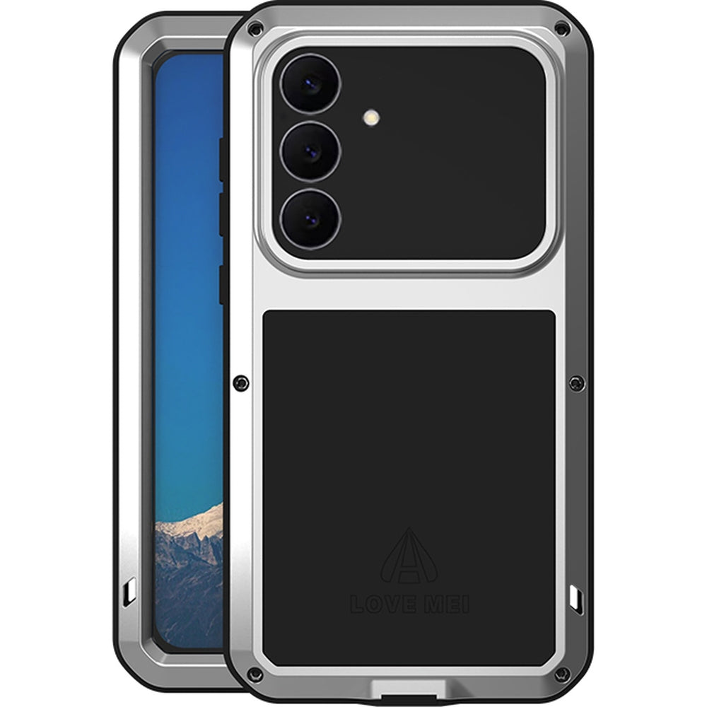 Handyhülle für Galaxy S25 FE, Love Mei Powerful mit Glas, Silbern