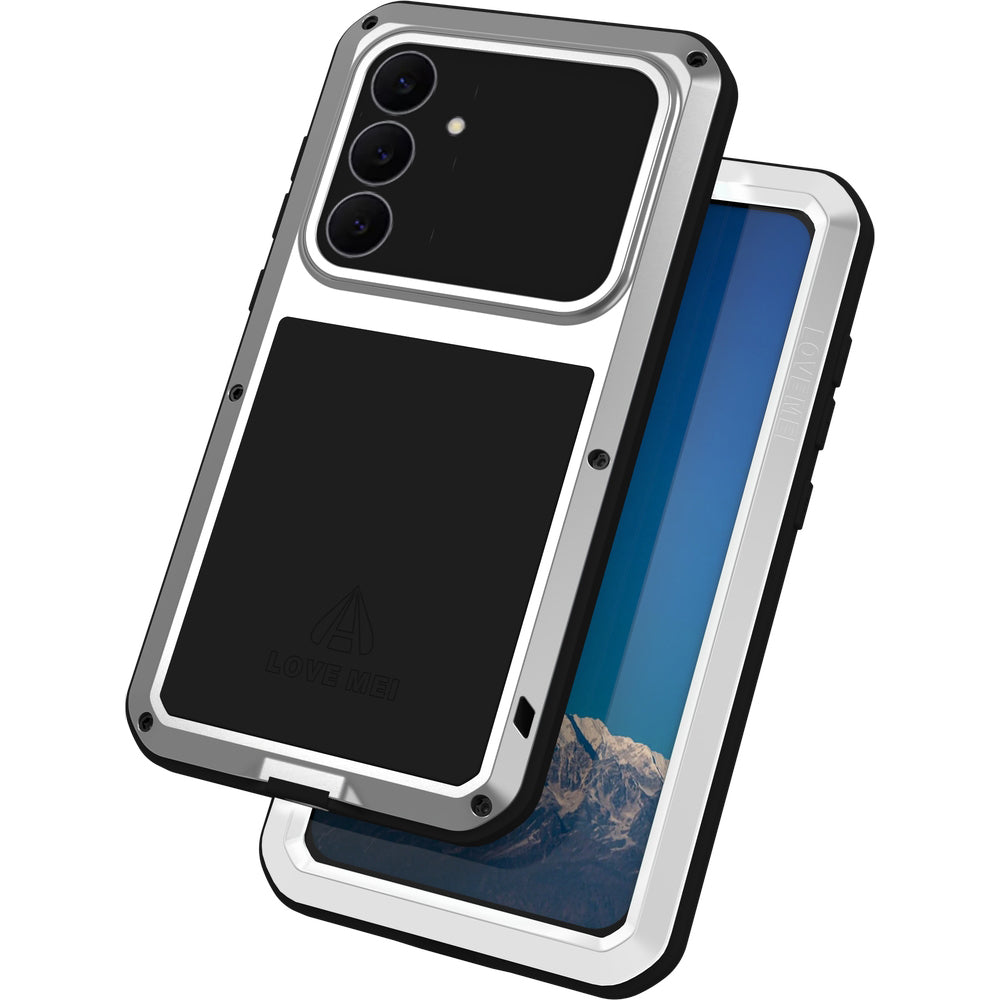 Handyhülle für Galaxy S25 FE, Love Mei Powerful mit Glas, Silbern