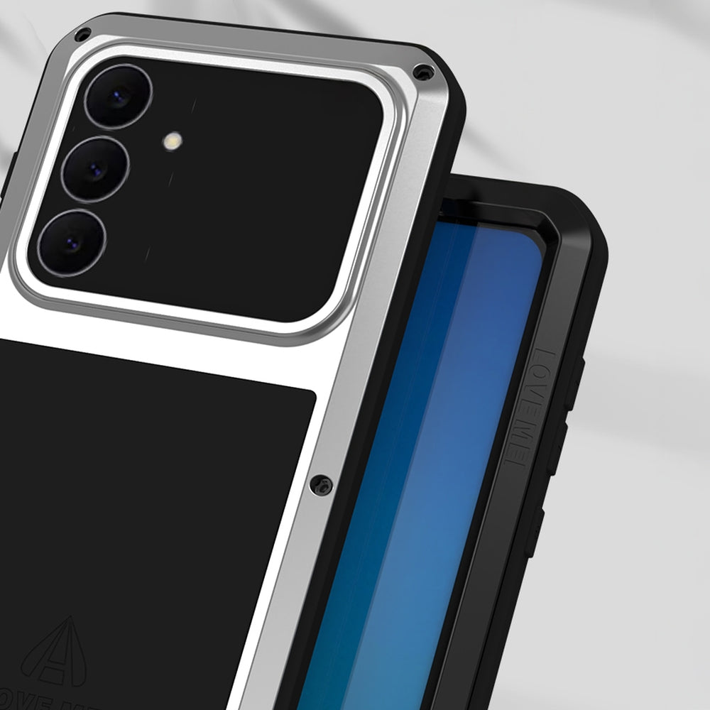 Handyhülle für Galaxy S25 FE, Love Mei Powerful mit Glas, Silbern