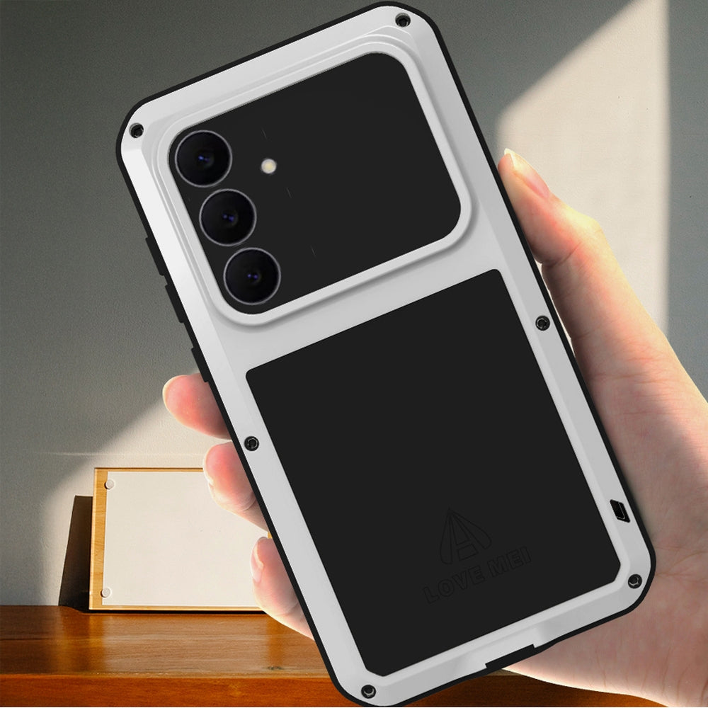 Handyhülle für Galaxy S25 FE, Love Mei Powerful mit Glas, Silbern