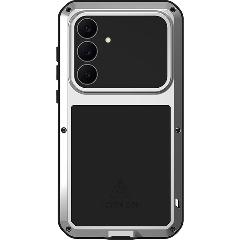 Handyhülle für Galaxy S25 FE, Love Mei Powerful mit Glas, Silbern