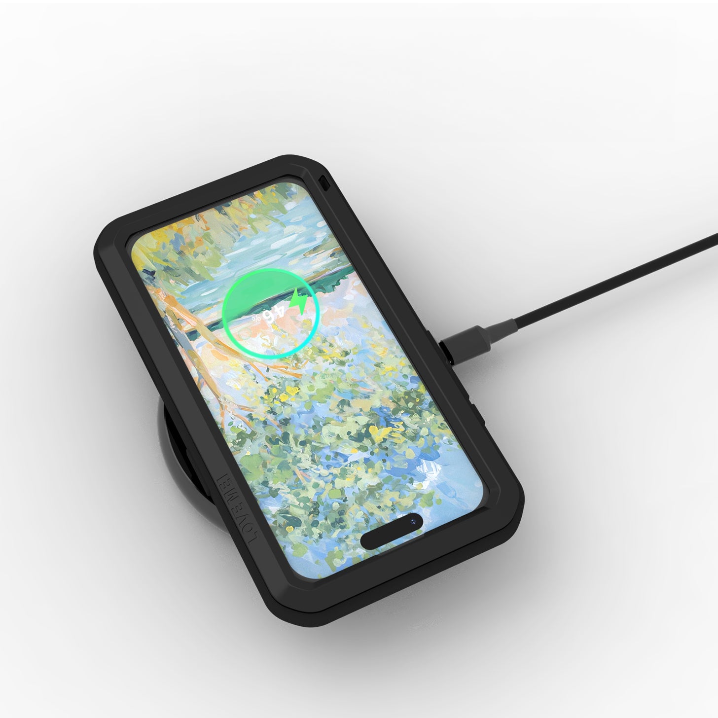 Handyhülle für iPhone 16 Pro, Love Mei Powerful mit Glas, Schwarz