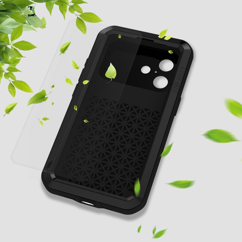 Handyhülle für iPhone 17, Love Mei Powerful mit Glas, Schwarz