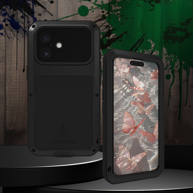 Handyhülle für iPhone 17, Love Mei Powerful mit Glas, Schwarz