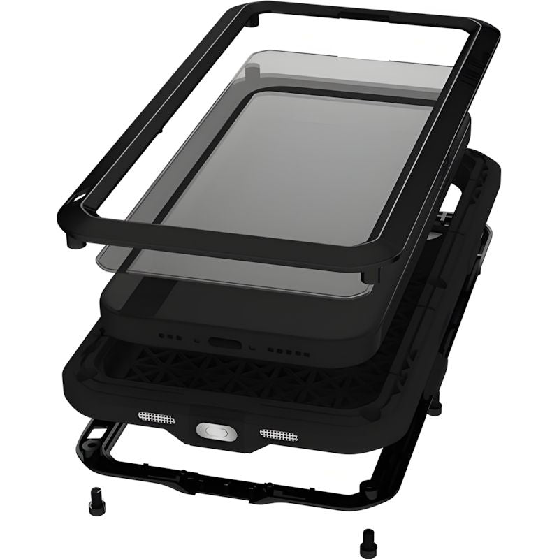 Handyhülle für iPhone 17, Love Mei Powerful mit Glas, Schwarz