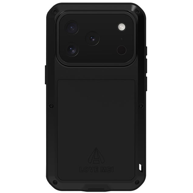 Handyhülle für iPhone 17 Pro, Love Mei Powerful mit Glas, Schwarz