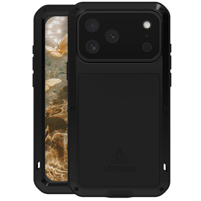 Handyhülle für iPhone 17 Pro Max, Love Mei Powerful mit Glas, Schwarz