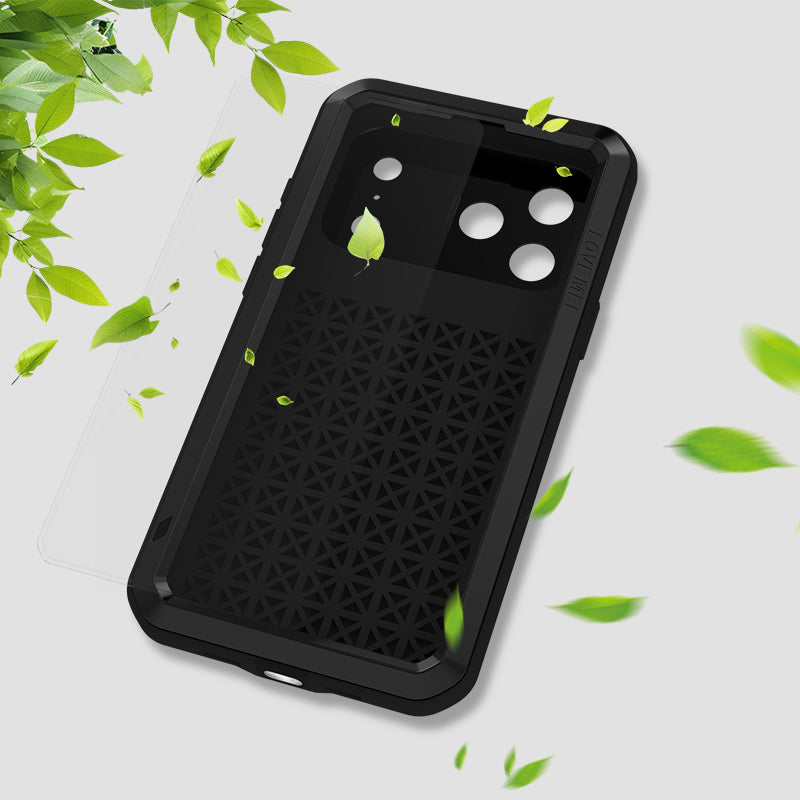 Handyhülle für iPhone 17 Pro Max, Love Mei Powerful mit Glas, Schwarz