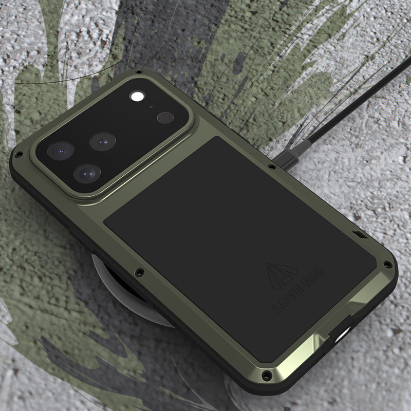 Handyhülle für iPhone 17 Pro Max, Love Mei Powerful mit Glas, Grün