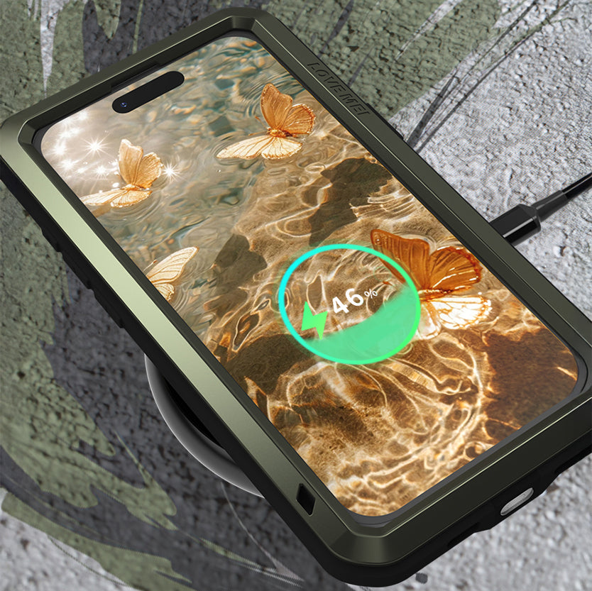 Handyhülle für iPhone 17 Pro Max, Love Mei Powerful mit Glas, Grün