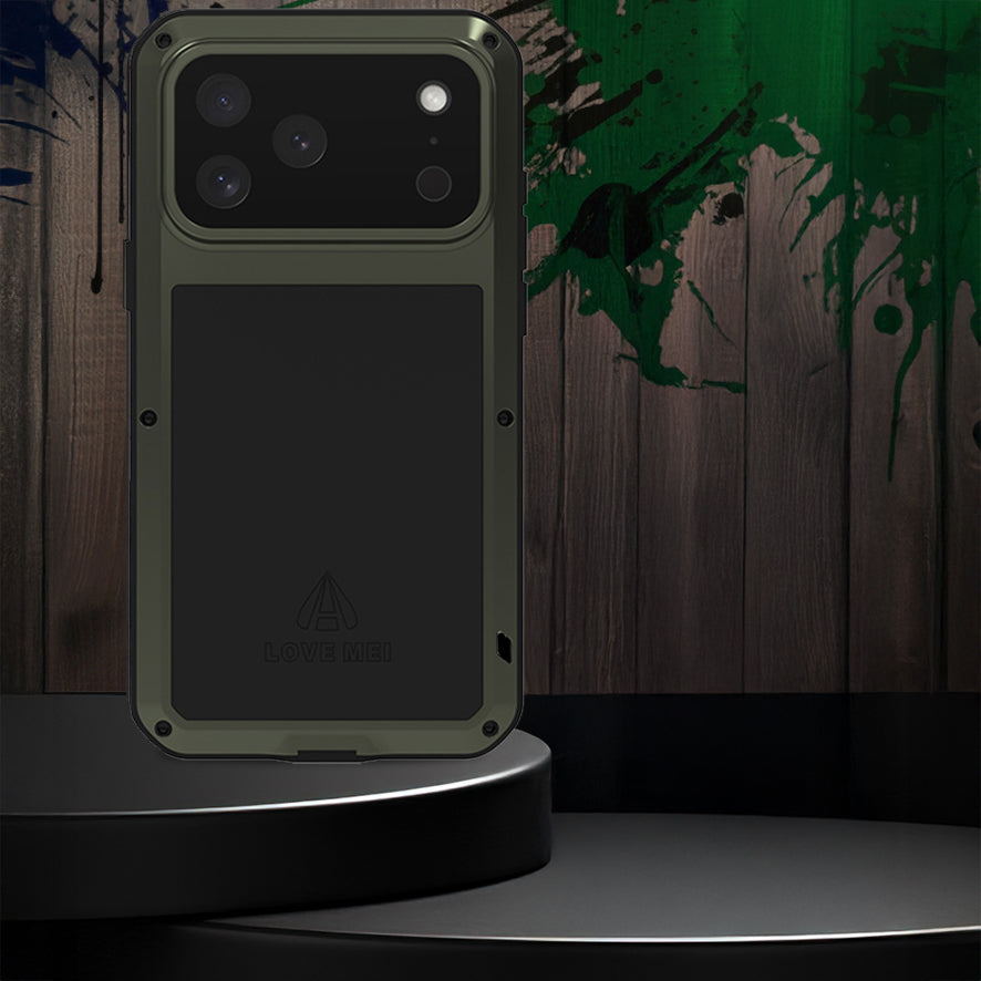 Handyhülle für iPhone 17 Pro Max, Love Mei Powerful mit Glas, Grün