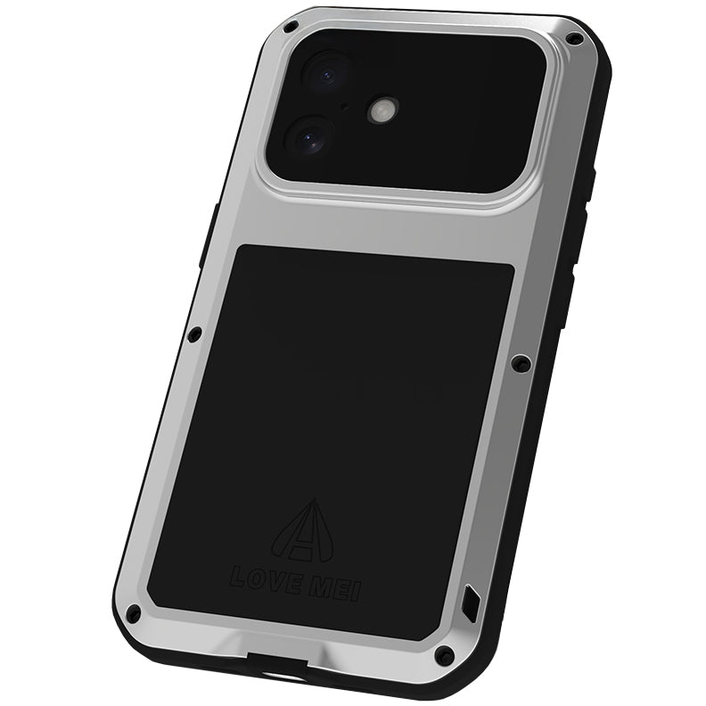 Handyhülle für iPhone 17, Love Mei Powerful mit Glas, Silbern