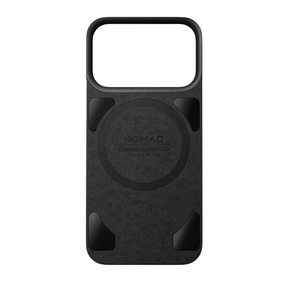 Leder Handyhülle für iPhone 18 Pro / 17 Pro, Nomad Magnetic Leather Back Horween Series mit MagSafe, Burgunderrot (3/8)