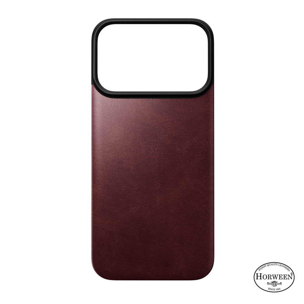 Leder Handyhülle für iPhone 18 Pro / 17 Pro, Nomad Magnetic Leather Back Horween Series mit MagSafe, Burgunderrot (8/8)