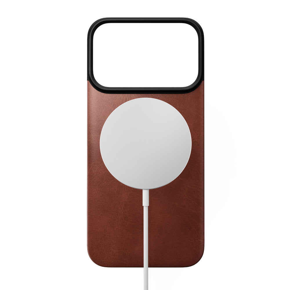 Leder Handyhülle für iPhone 18 Pro / 17 Pro, Nomad Magnetic Leather Back Horween Series mit MagSafe, Braun (7/9)