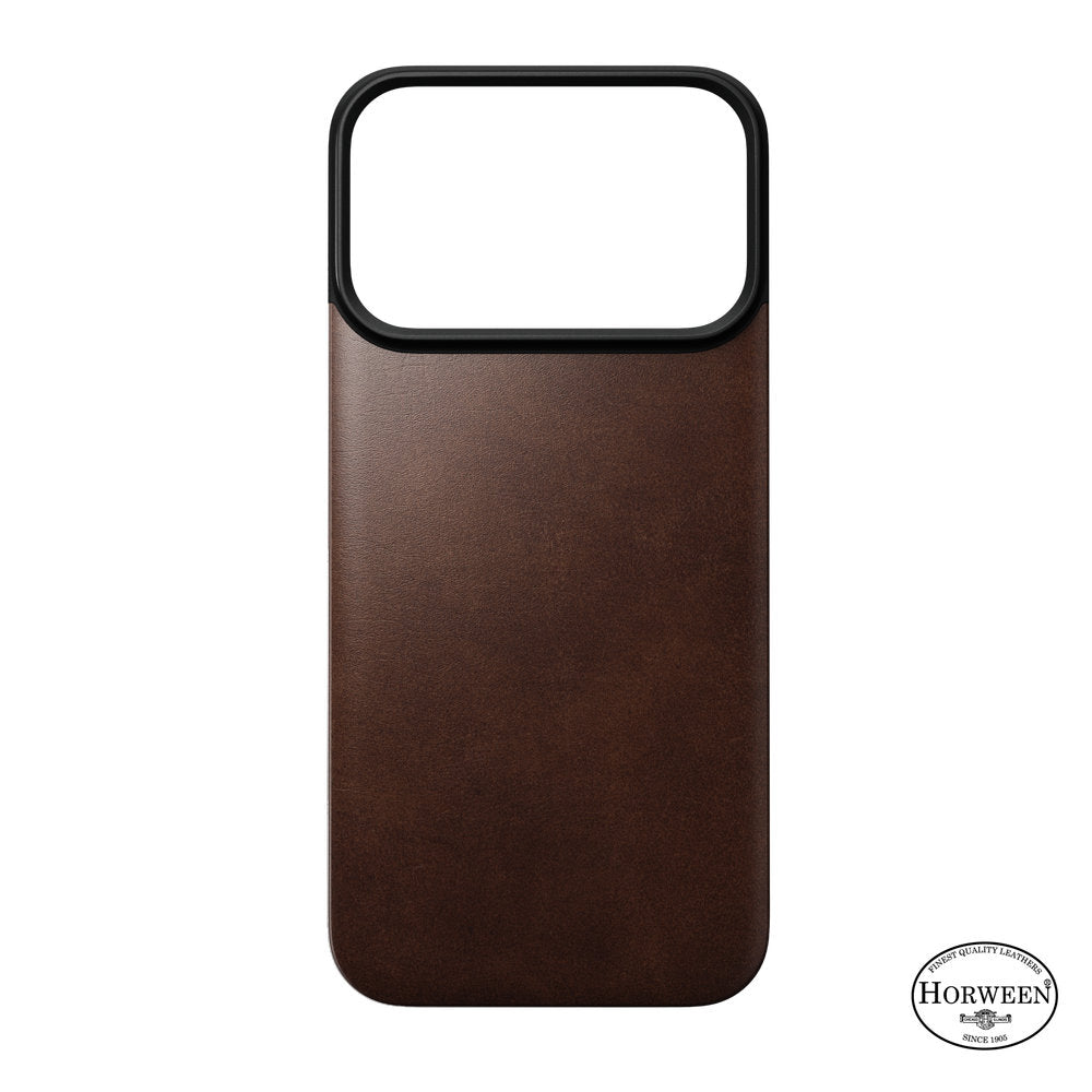 Leder Handyhülle für iPhone 18 Pro / 17 Pro, Nomad Magnetic Leather Back Horween Series mit MagSafe, rustikales Braun (8/8)