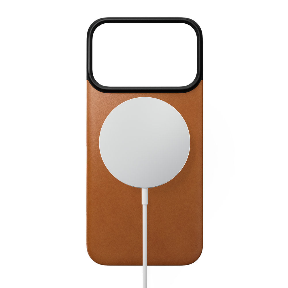 Leder Handyhülle für iPhone 18 Pro / 17 Pro, Nomad Magnetic Leather Back Horween Series mit MagSafe, Hellbraun (7/8)