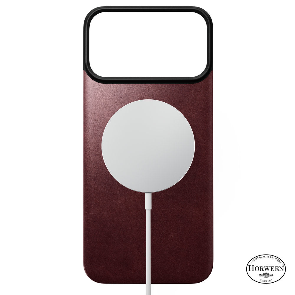 Leder Handyhülle für iPhone 18 Pro Max / 17 Pro Max, Nomad Magnetic Leather Back Horween Series mit MagSafe, Burgunderrot (5/8)