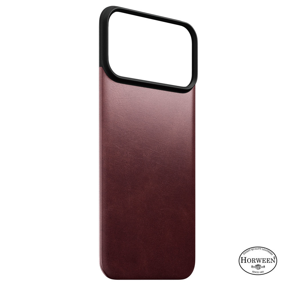 Leder Handyhülle für iPhone 18 Pro Max / 17 Pro Max, Nomad Magnetic Leather Back Horween Series mit MagSafe, Burgunderrot (6/8)