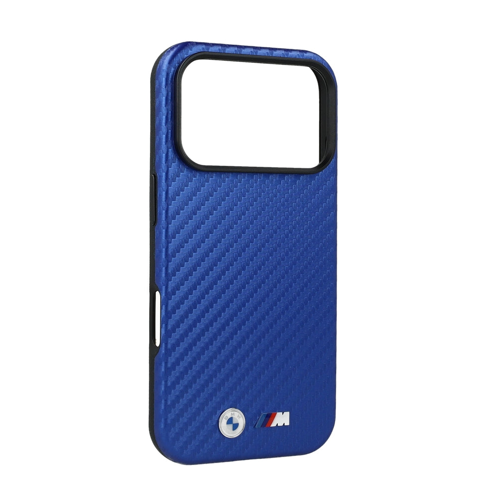 Handyhülle BMW M Carbon Metal Logo MagSafe für iPhone 18 Pro / 17 Pro, Blau (1/5)