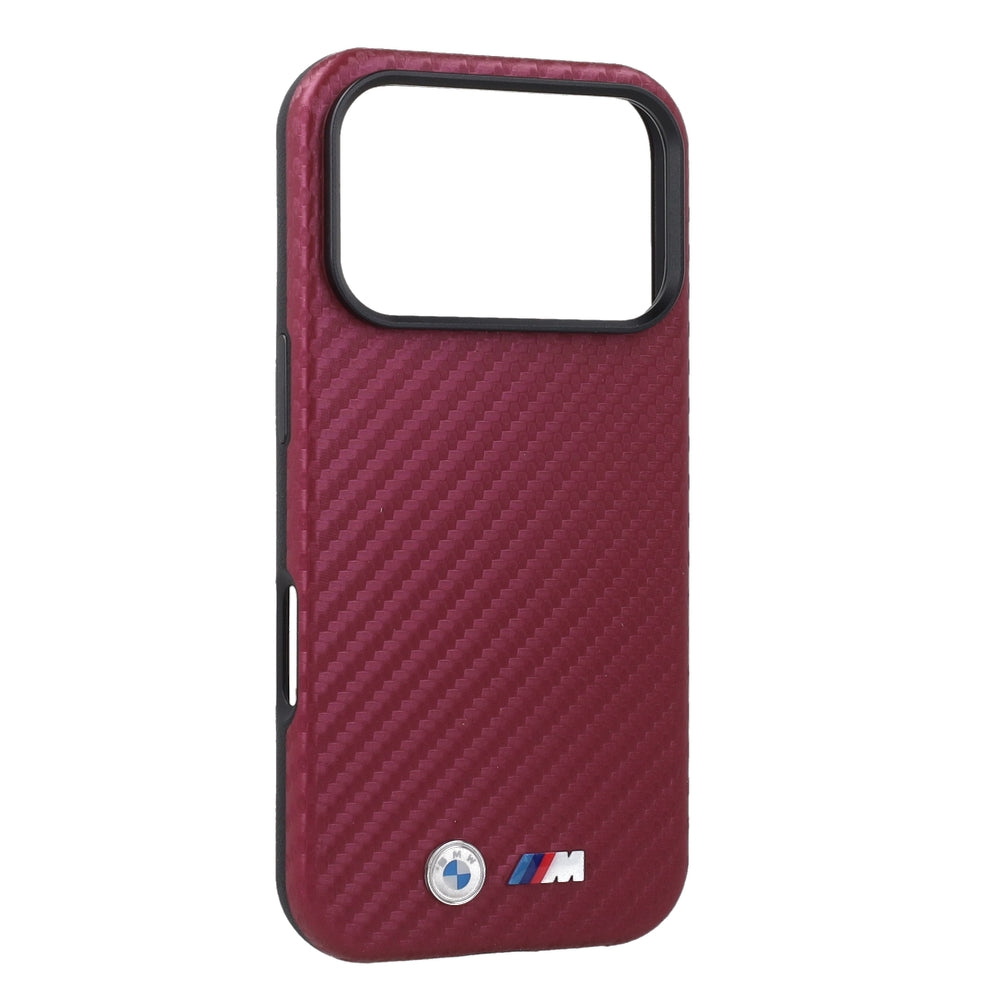 Handyhülle BMW M Carbon Metal Logo MagSafe für iPhone 18 Pro Max / 17 Pro Max, Dunkelrot (1/5)