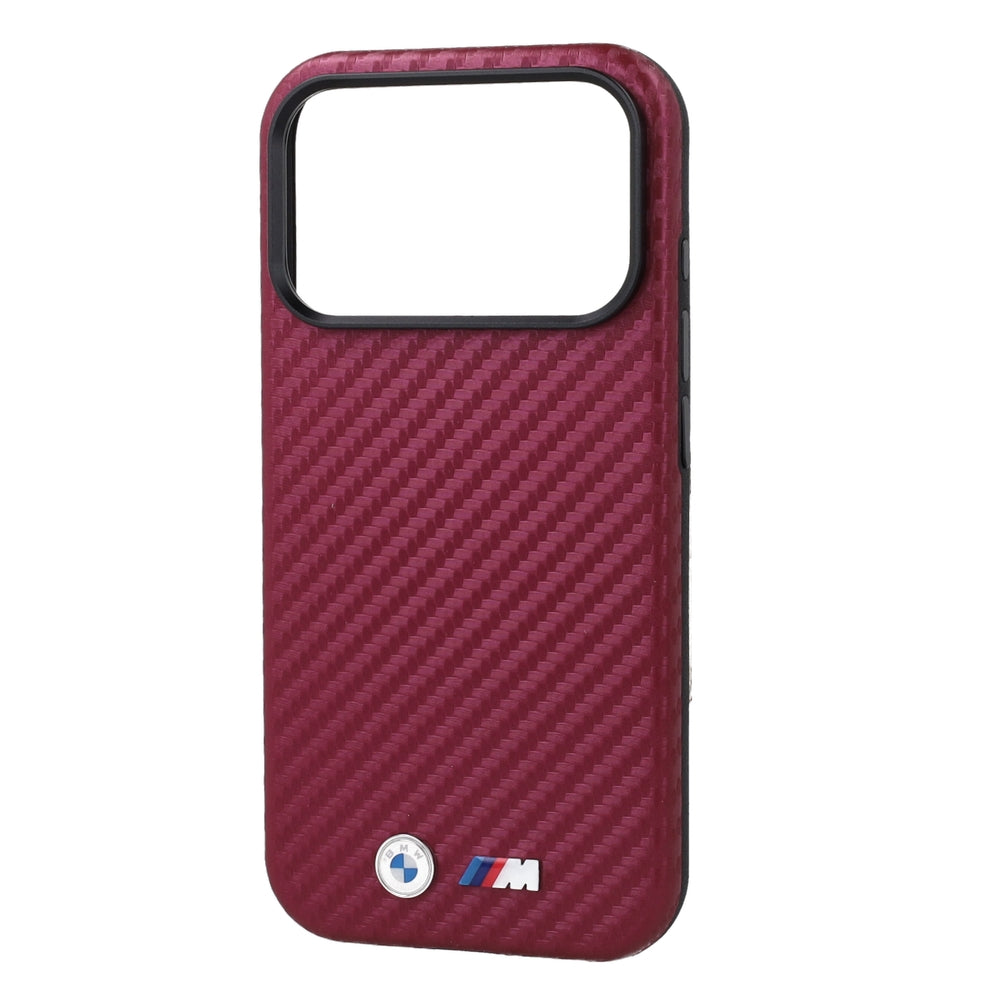 Handyhülle BMW M Carbon Metal Logo MagSafe für iPhone 18 Pro Max / 17 Pro Max, Dunkelrot (4/5)