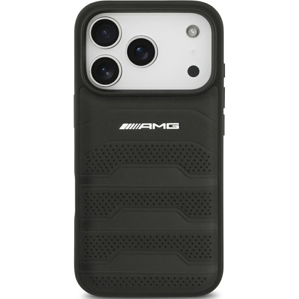 Handyhülle für iPhone 18 Pro Max / 17 Pro Max, Mercedes-Benz AMG Leather Debossed Lines Logo, Schwarz (3/8)