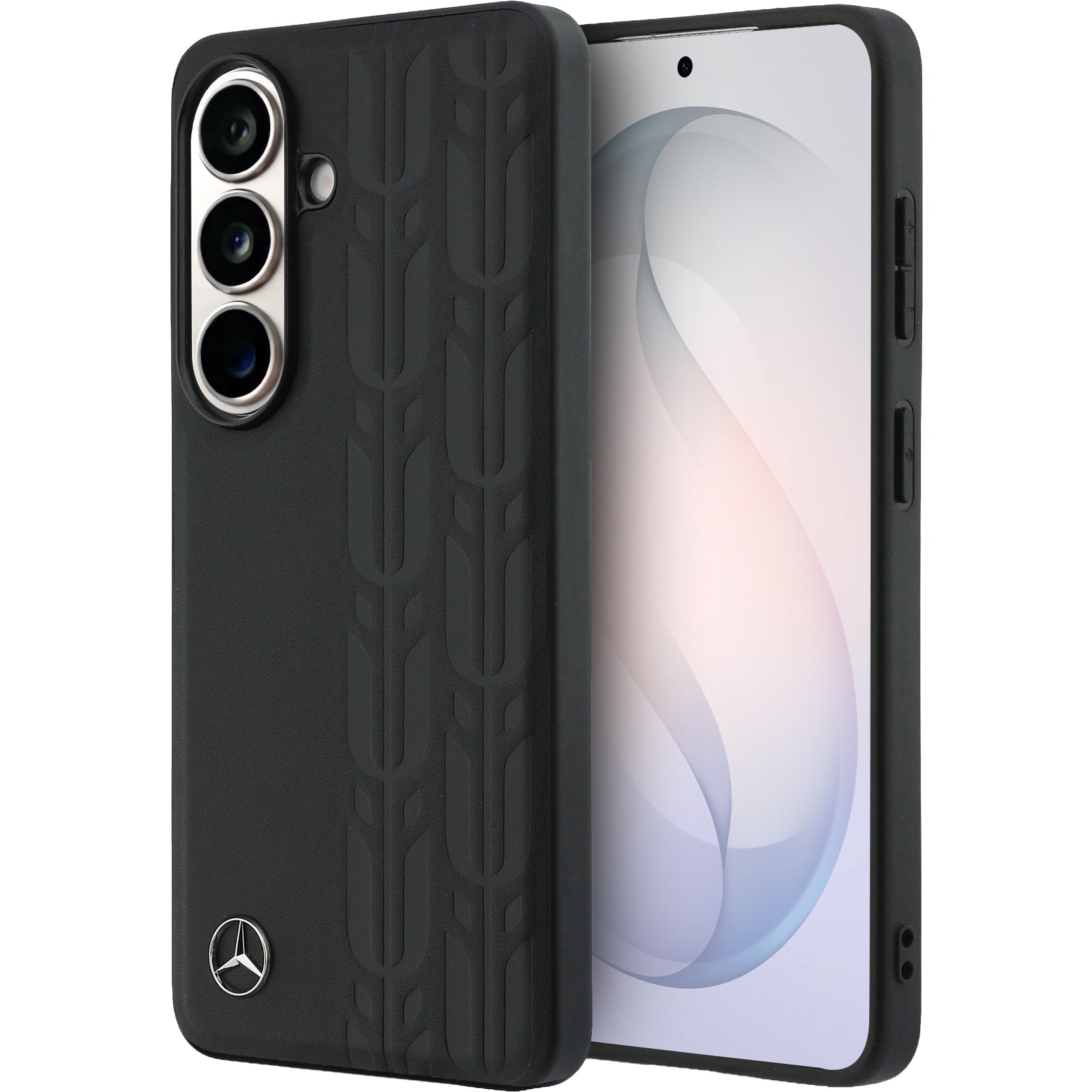 Handyhülle für Galaxy S26 Ultra, Mercedes-Benz Leather Laurel Leaves Stripes mit MagSafe, Schwarz mit sportlich-elegantem Muster