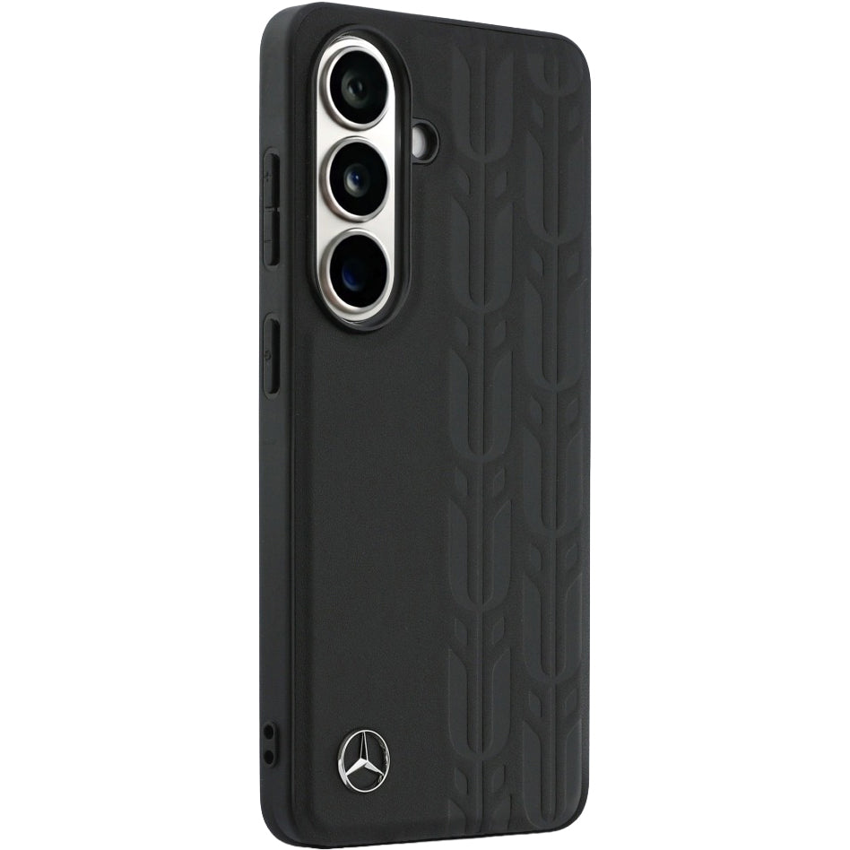 Handyhülle für Galaxy S26 Ultra, Mercedes-Benz Leather Laurel Leaves Stripes mit MagSafe, Schwarz mit sportlich-elegantem Muster