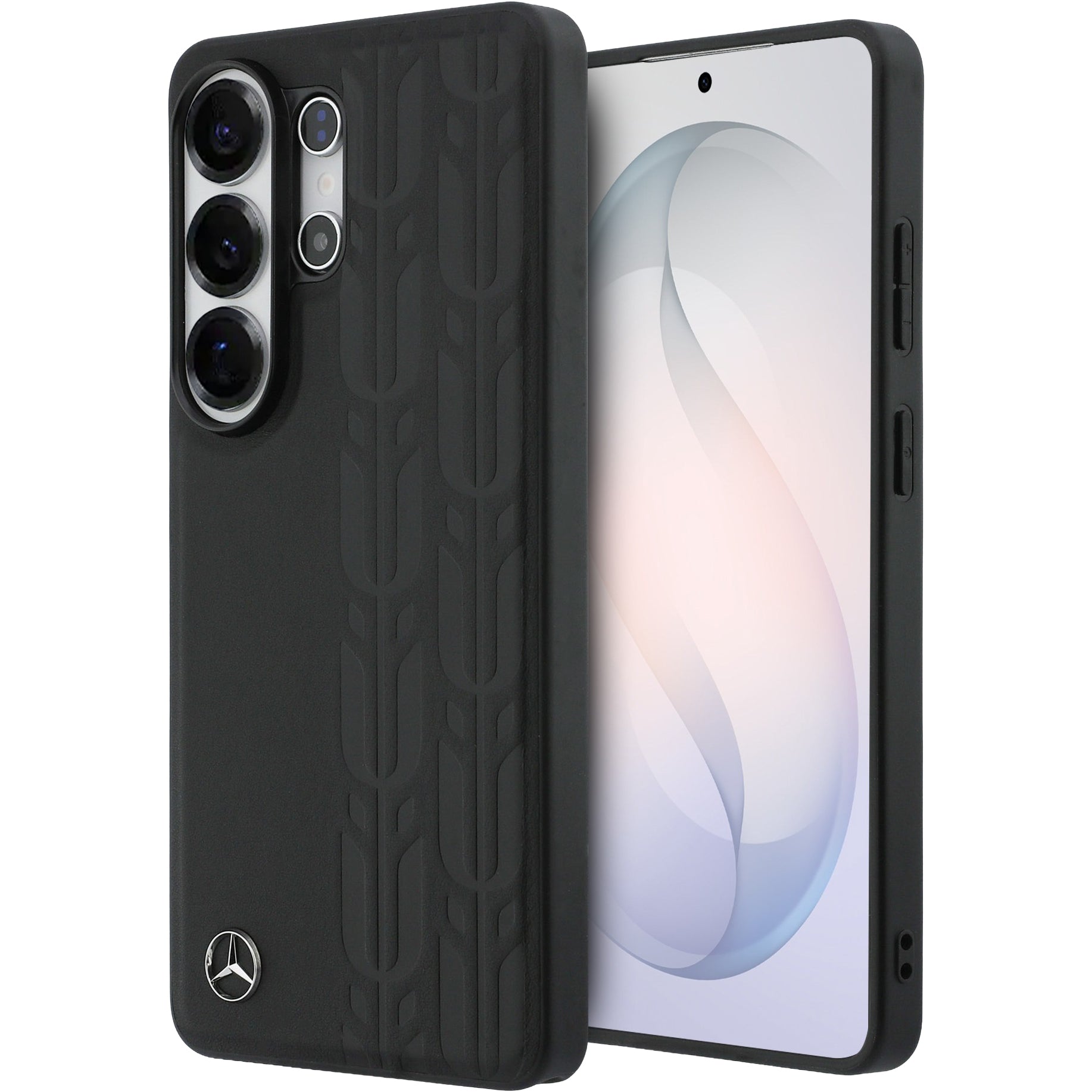 Handyhülle für Galaxy S26, Mercedes-Benz Leather Laurel Leaves Stripes mit MagSafe, Schwarz mit sportlich-elegantem Muster