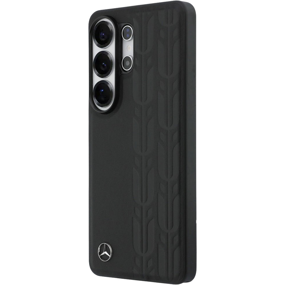 Handyhülle für Galaxy S26, Mercedes-Benz Leather Laurel Leaves Stripes mit MagSafe, Schwarz mit sportlich-elegantem Muster