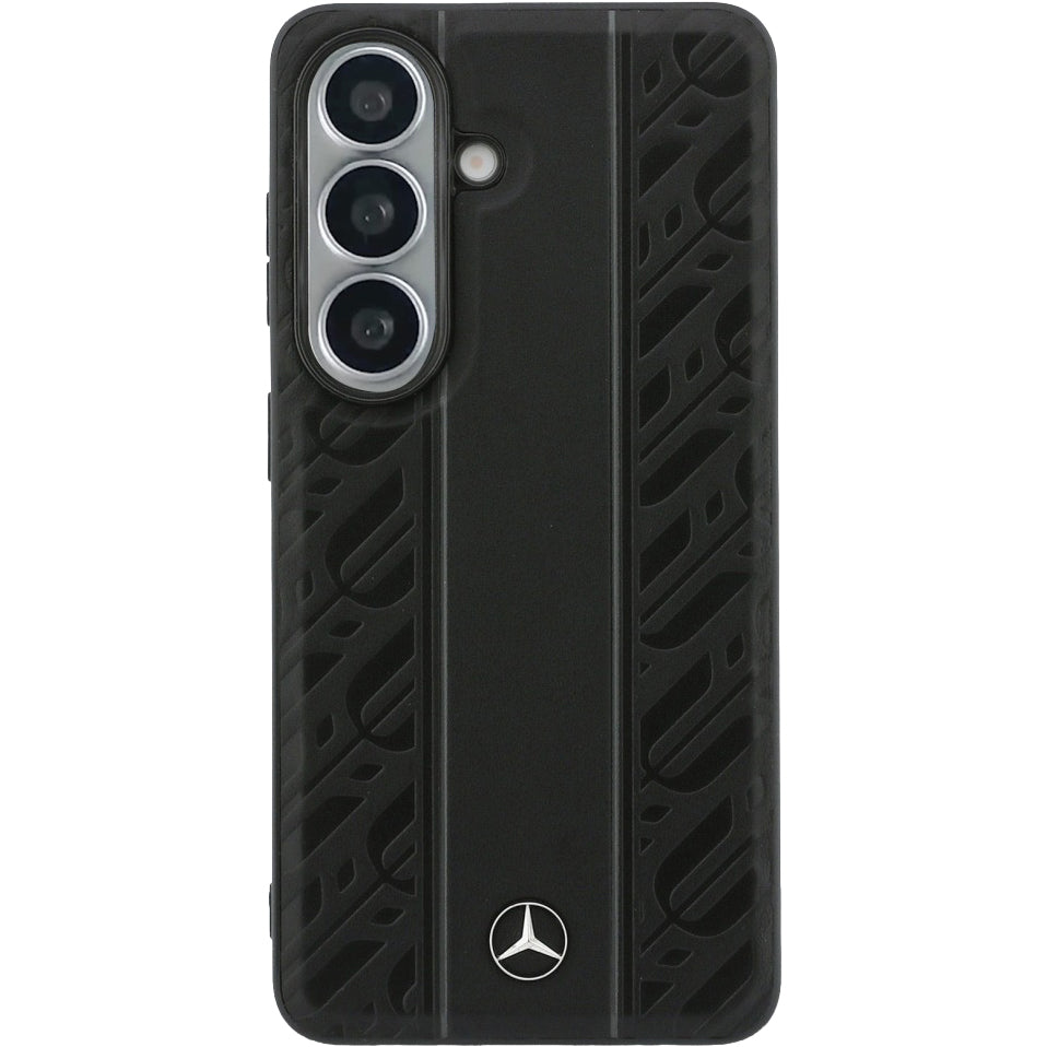 Handyhülle für Galaxy S26, Mercedes-Benz Leather Laurel Leaves Stripes mit MagSafe, Schwarz