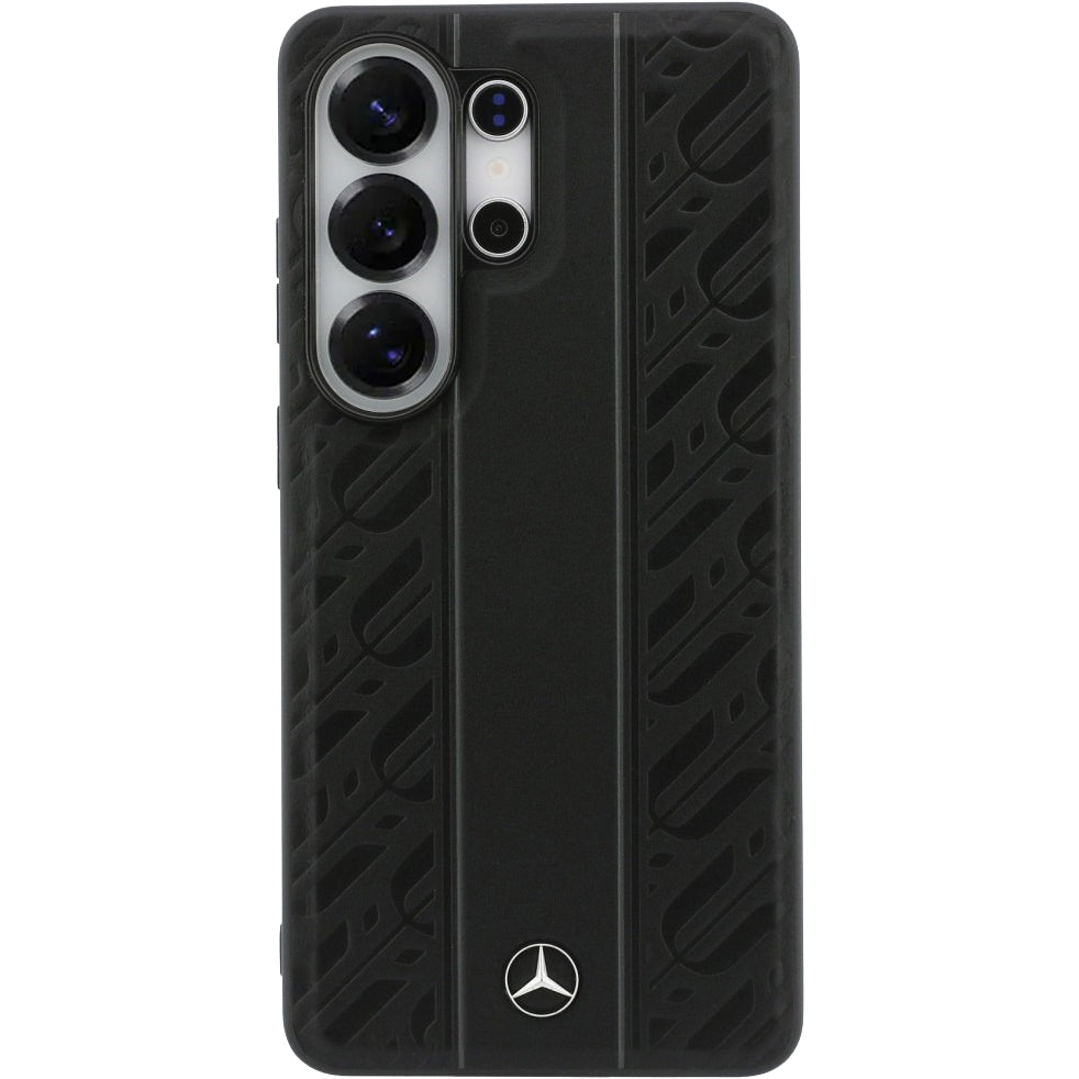 Handyhülle für Galaxy S26 Ultra, Mercedes-Benz Leather Laurel Leaves Stripes mit MagSafe, Schwarz
