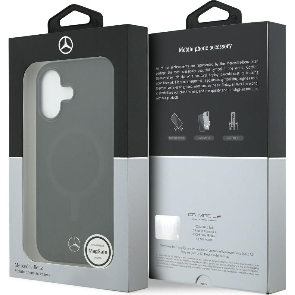 Handyhülle für iPhone 17, Mercedes-Benz Plain Smooth Leather mit MagSafe, Schwarz