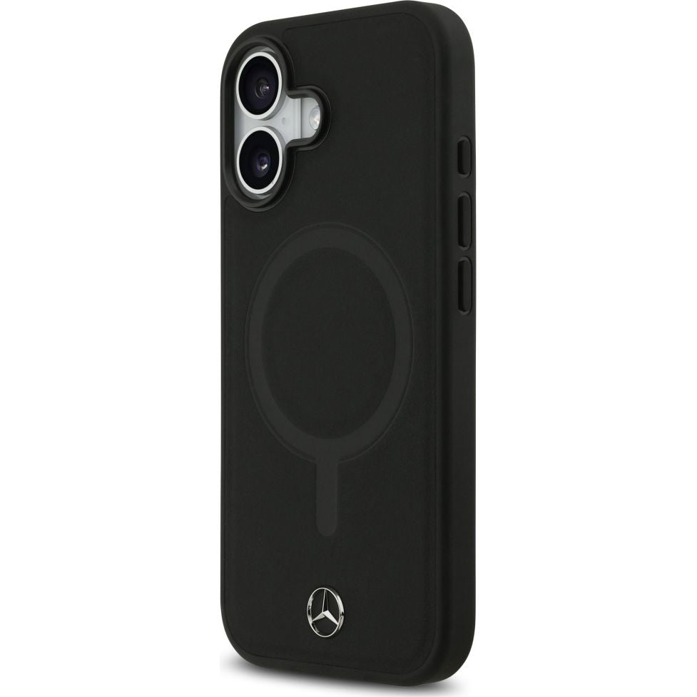 Handyhülle für iPhone 17, Mercedes-Benz Plain Smooth Leather mit MagSafe, Schwarz
