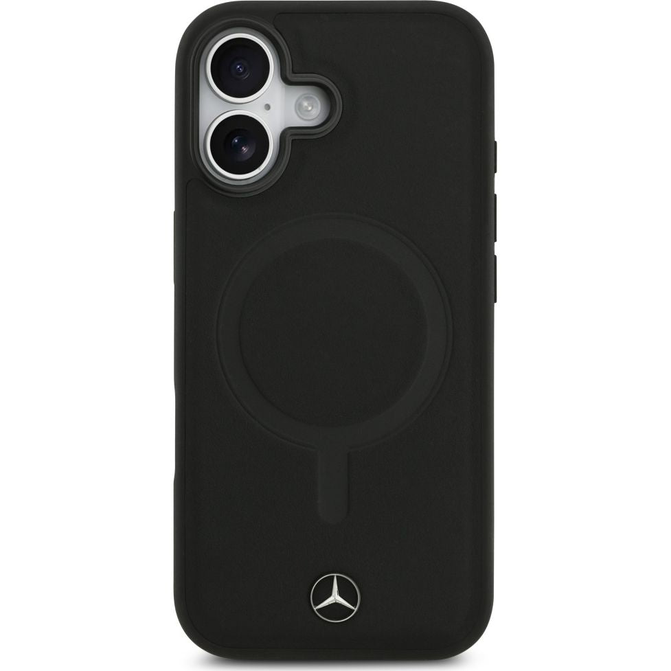 Handyhülle für iPhone 17, Mercedes-Benz Plain Smooth Leather mit MagSafe, Schwarz