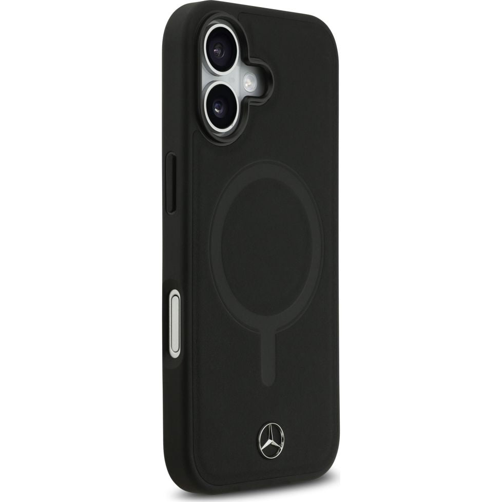 Handyhülle für iPhone 17, Mercedes-Benz Plain Smooth Leather mit MagSafe, Schwarz